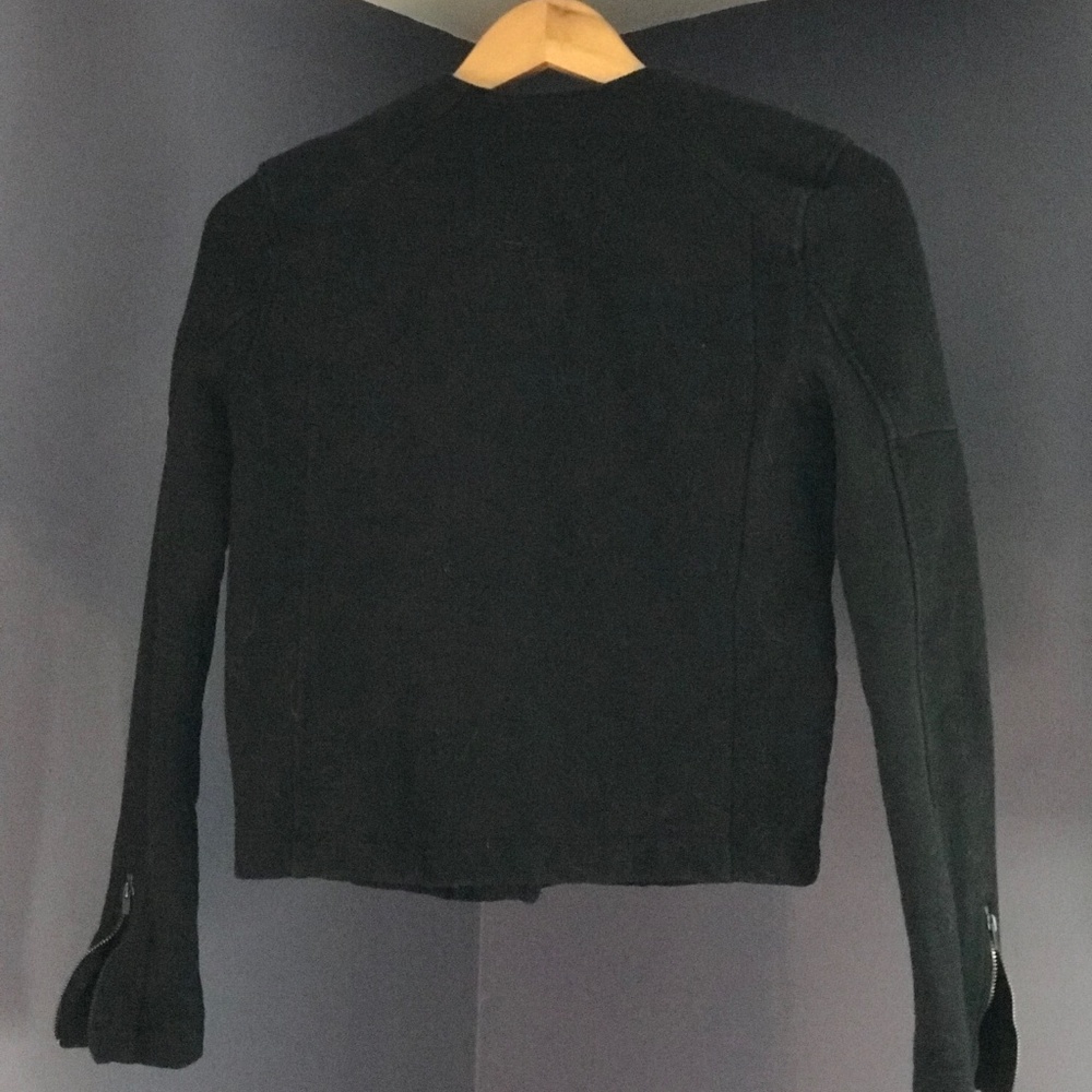 Asymmetrical Black Cotton Biker Jacket - Picture 4 of 5